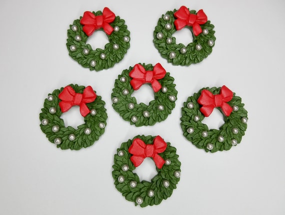 Edible Christmas Wreath Cake Decorations. Fondant Christmas - Etsy
