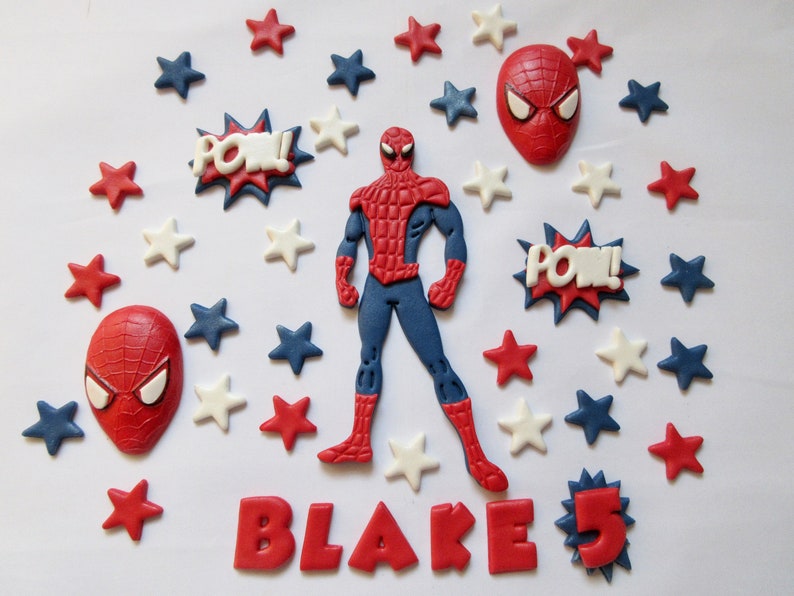 Spiderman Edible Cake Topper. Fondant Spiderman Cake Topper. Etsy