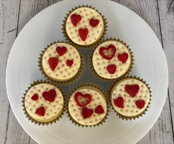 Edible Red Heart Cake Cupcake Decorations Sugar Paste Etsy