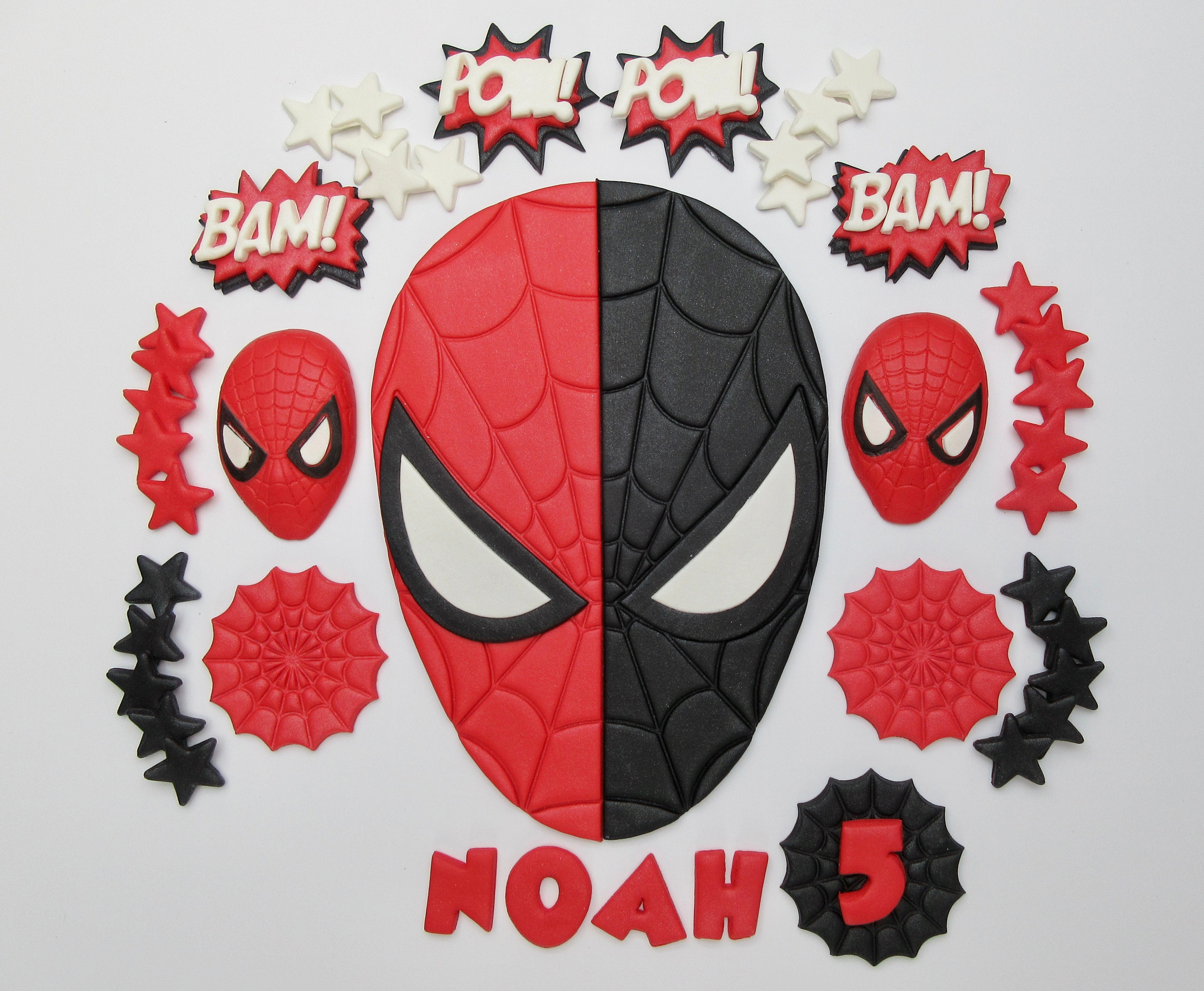 Fondant comestible Spiderman versus Venom Cake Topper - Etsy México
