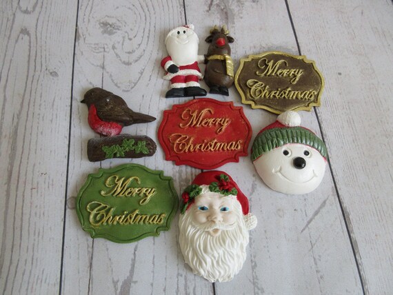 Edible Christmas Cake Toppers Edible Santa Rudolph Snowman Etsy