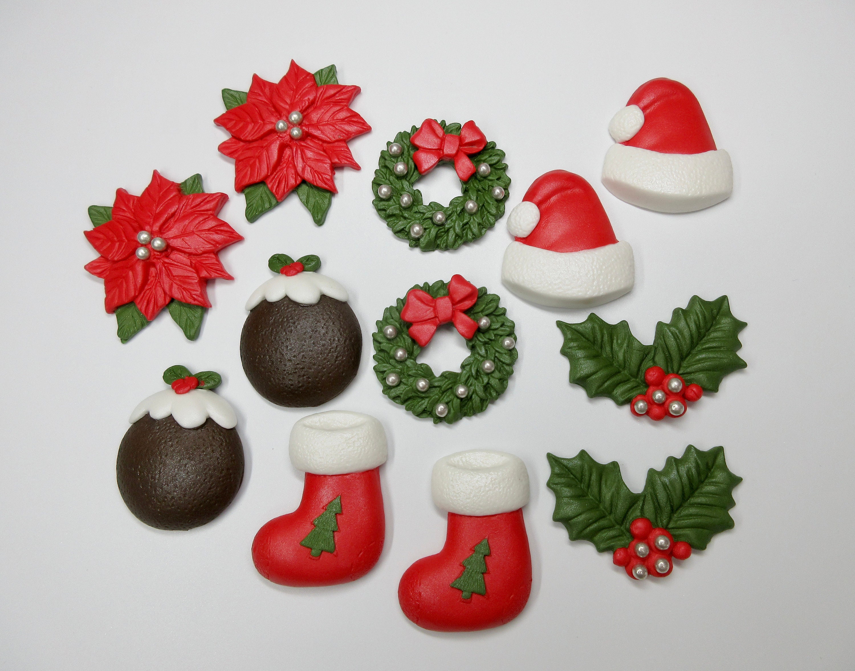 Edible Christmas Cake Decorations Fondant Poinsettia Snowman - Etsy