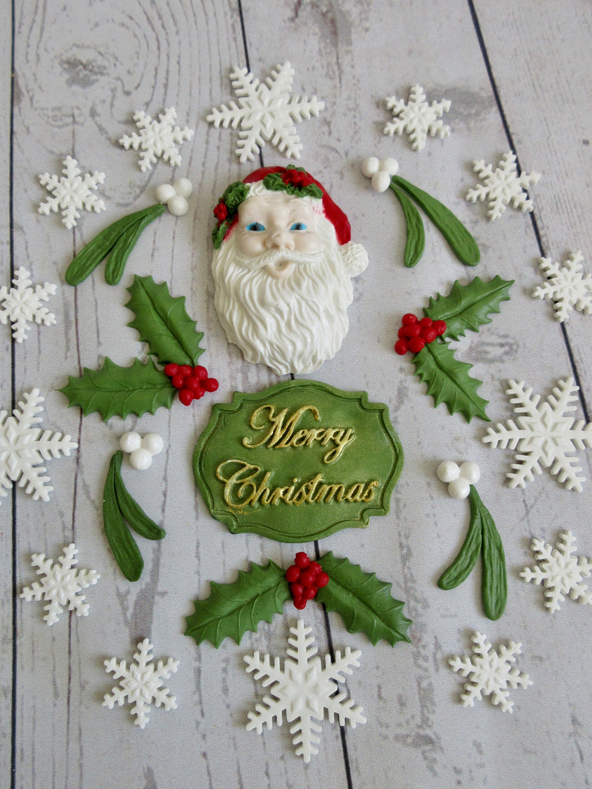 Edible Christmas cake toppers. Edible Christmas decorations. Etsy