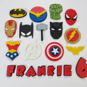Superhero Cupcake Toppers: Birthday Decorations, Customisable.