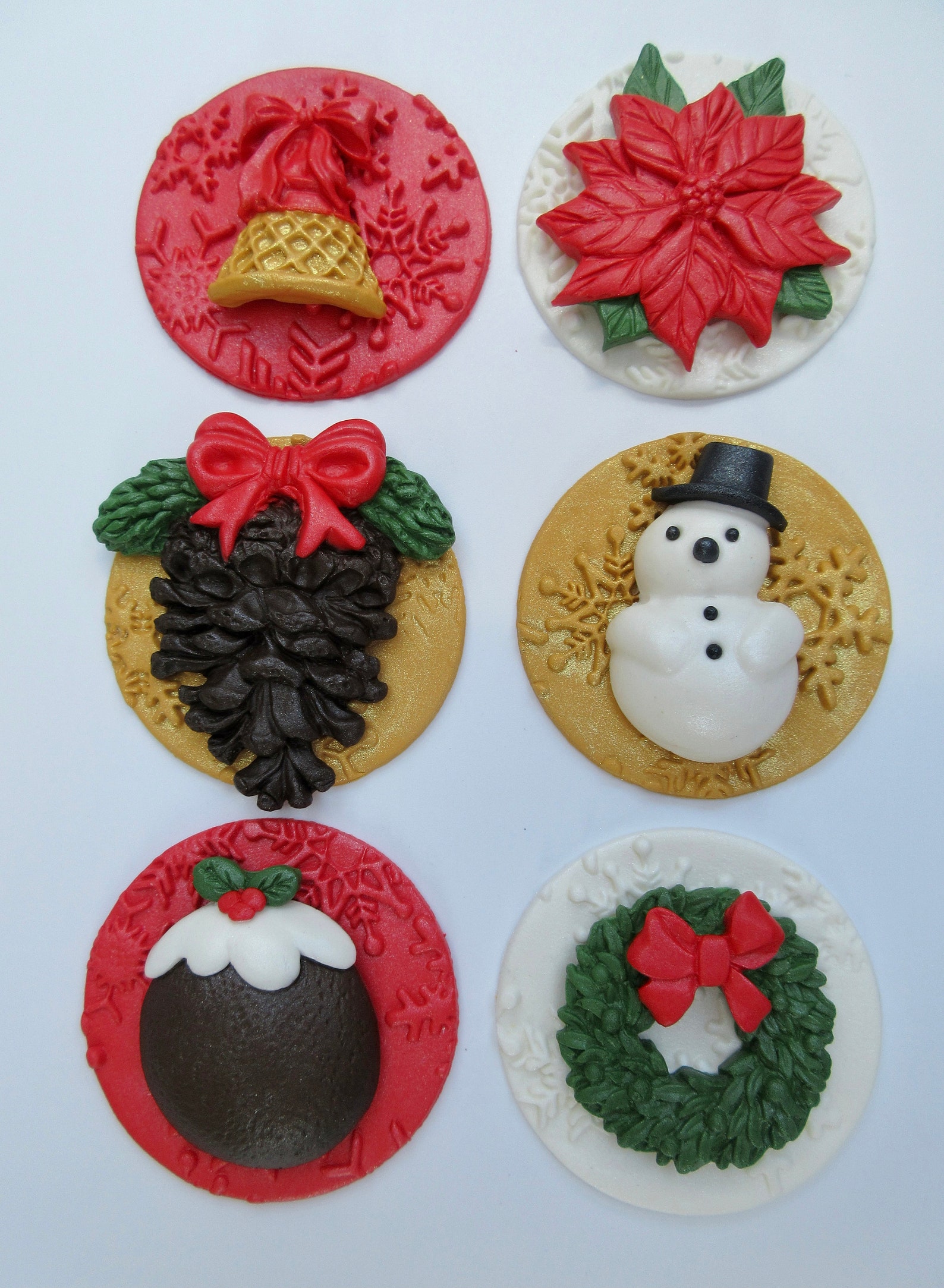 Edible Christmas Cupcake Toppers. Fondant Christmas Cupcake Etsy