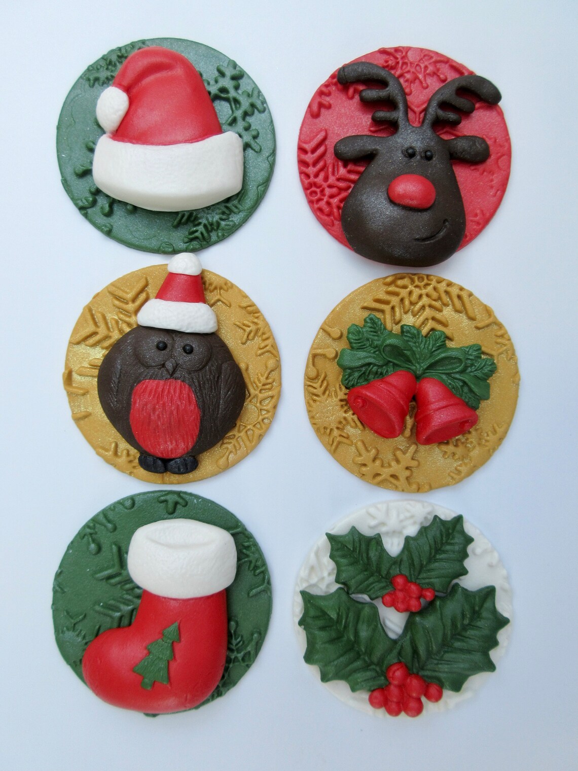 Edible Christmas Cupcake Toppers. Fondant Christmas Cupcake Etsy
