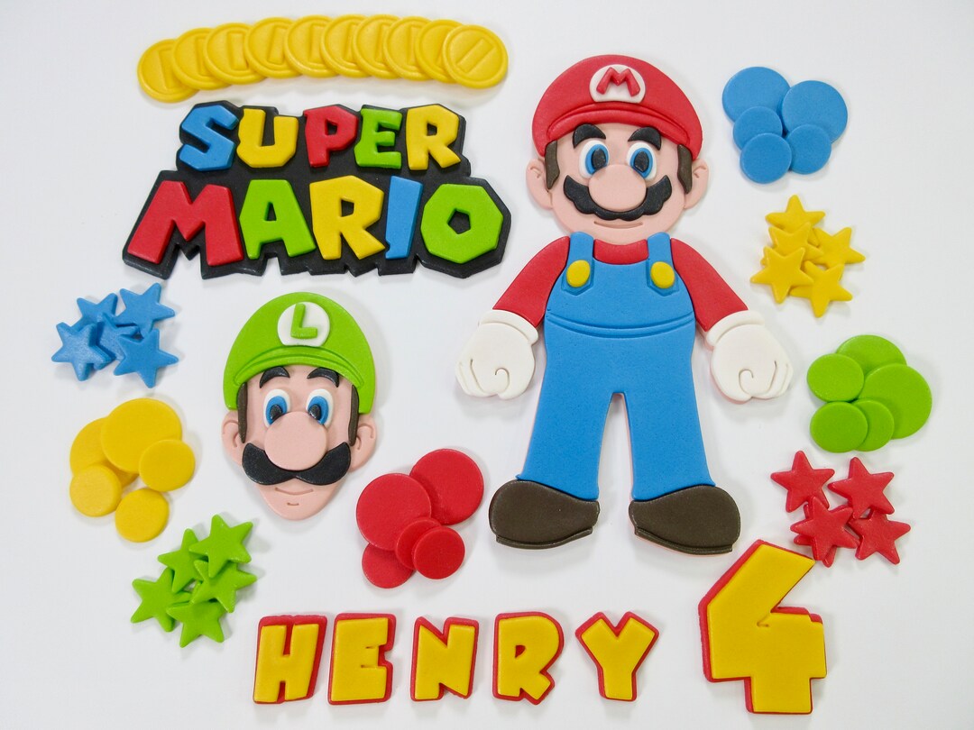 Mario Cake Topper Personalised Edible Fondant Large. Super Mario Cake Decorations New Design Etsy