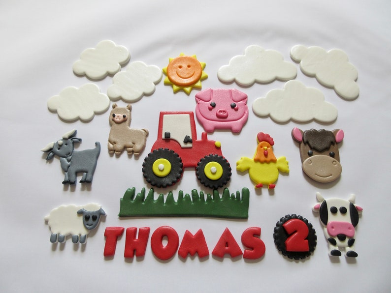 Farm Animals Edible Cake Topper. Fondant Farm Animals Cake Etsy UK