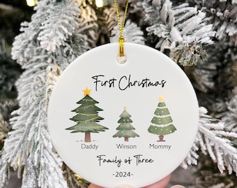 2024 Personalised First Christmas as a Family,First Christmas Ornament,Christmas Bauble,Baby First Xmas Tree Decoration, 2024 Gift idea