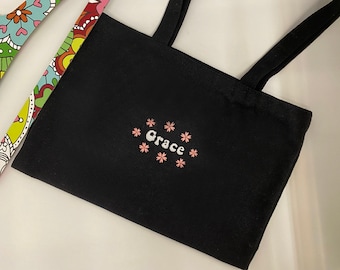 Custom Name Black Tote Bag: Personalized Shopping Bag