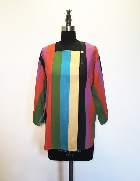 Vintage 60s 70s Bold Striped Cotton Shirt