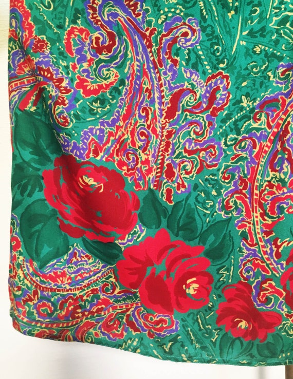 Vintage 70s 80s Paisley and Rose Print Dress - image 2