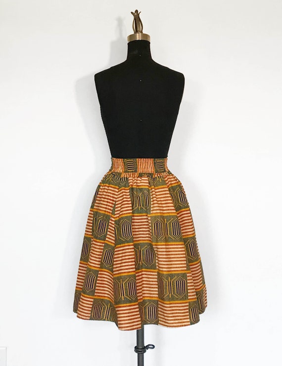 Vintage Geometric Print Full Skirt - image 3