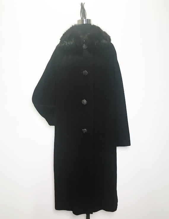 Vintage Cashmere Coat with Faux Fur Collar