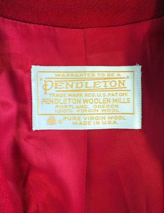 Vintage Bright Red Pendleton Wool Peacoat - image 4