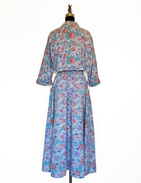 Vintage 80s Floral Printed Cotton Dress, Size M/L - image 4