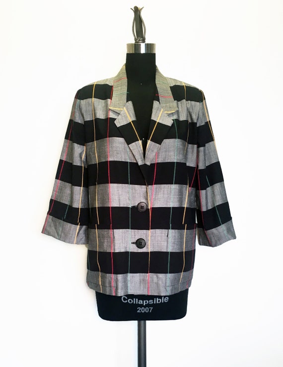 Vintage 80s 90s Oversized Novelty Plaid Blazer - image 1