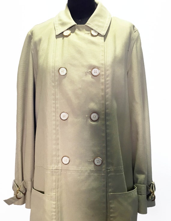 Vintage 60s 70s Spring Green Canvas Coat - image 3