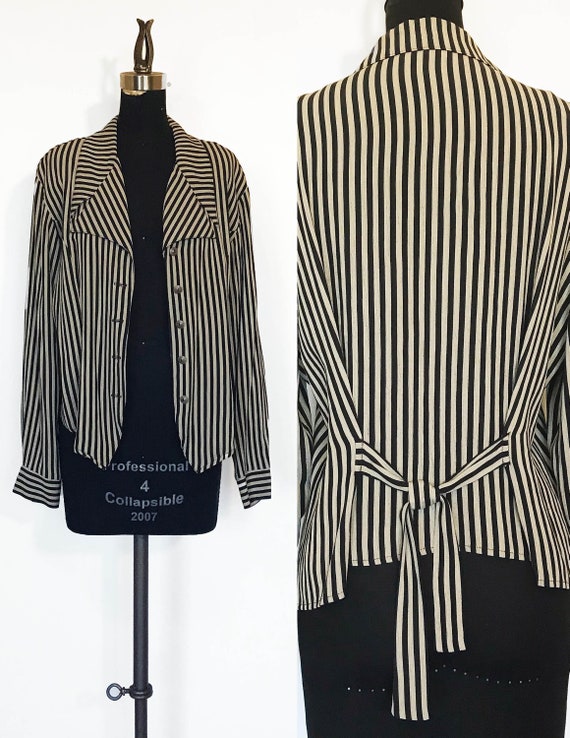 Vintage 90s Soft Striped Blazer Jacket - image 1