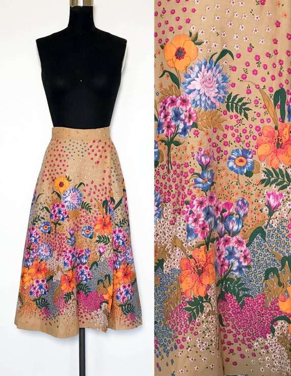 Vintage Garden Floral Wrap Skirt - image 1