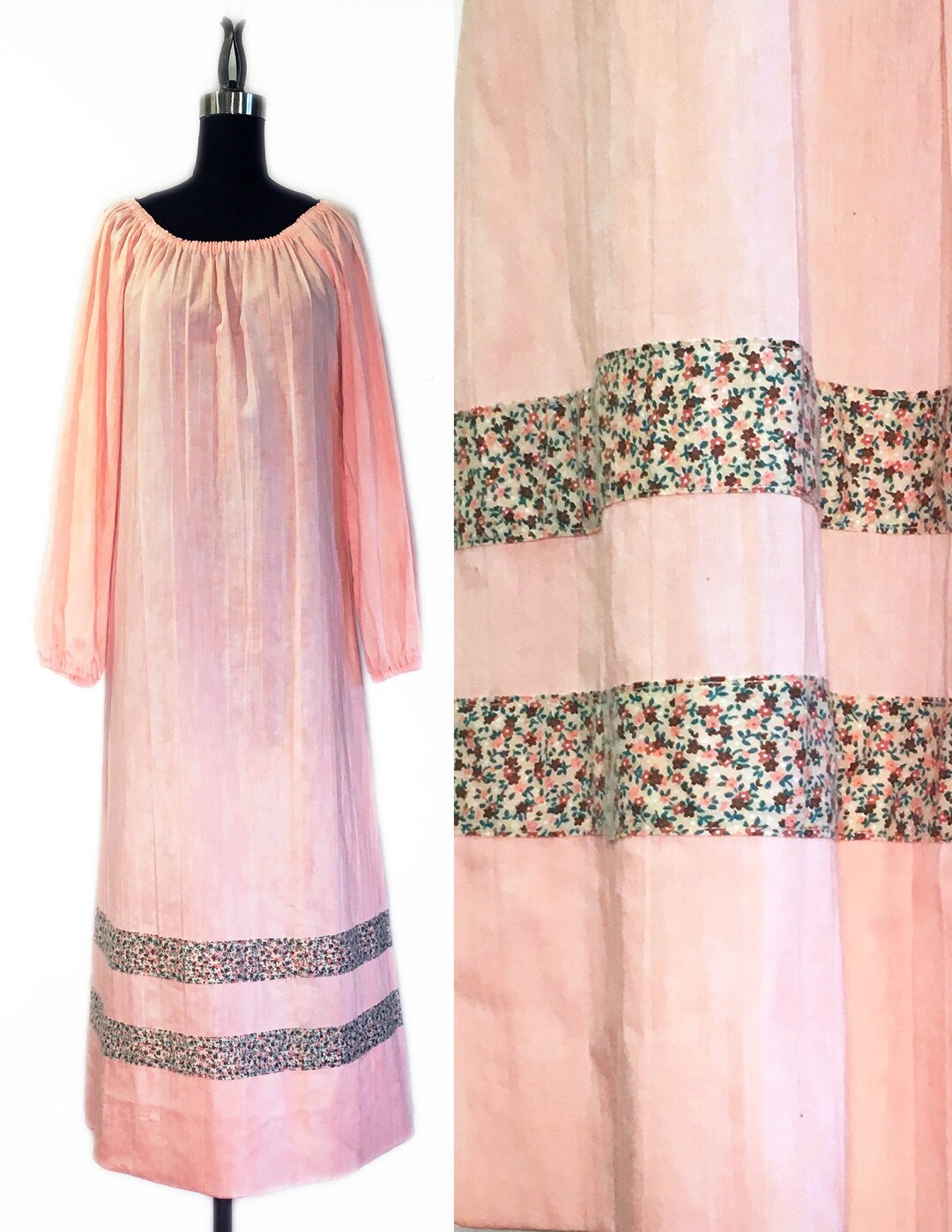 Vintage Cotton House Dress With Calico Inserts Etsy