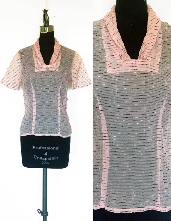 Vintage 50s Pink Organza Blouse - image 1