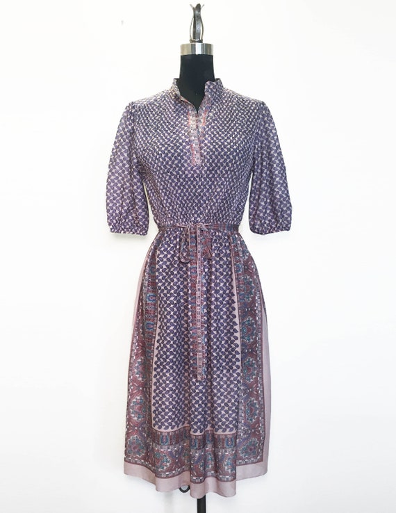 Vintage Paisley Scarf Print Dress