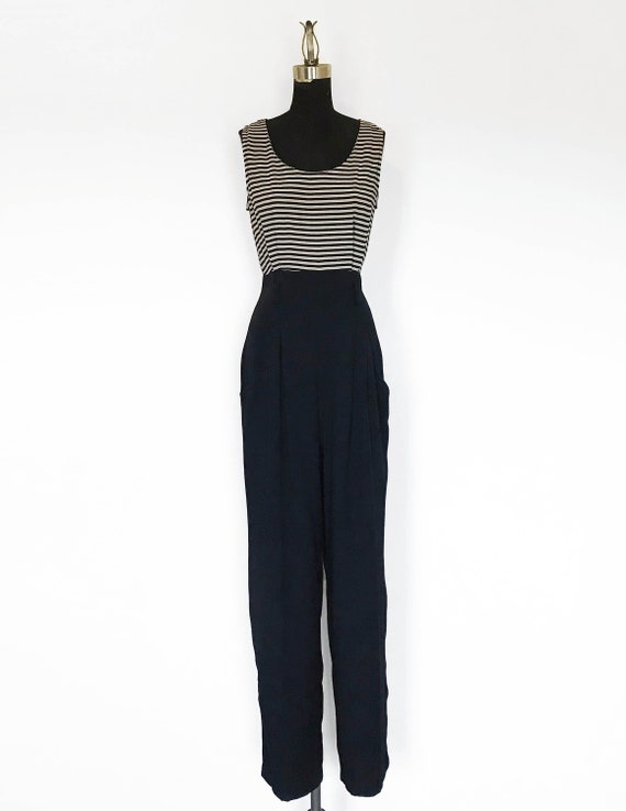 Vintage 80s Striped High Waist Jumpsuit - image 2