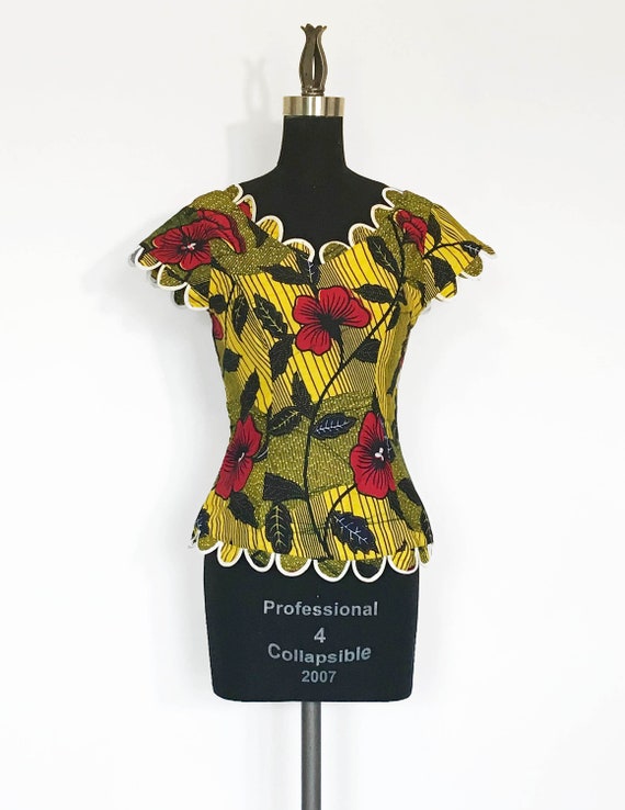 Vintage Hibiscus Cotton Blouse - image 2