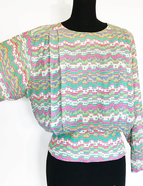 Vintage 80s Striped Blouse - image 3