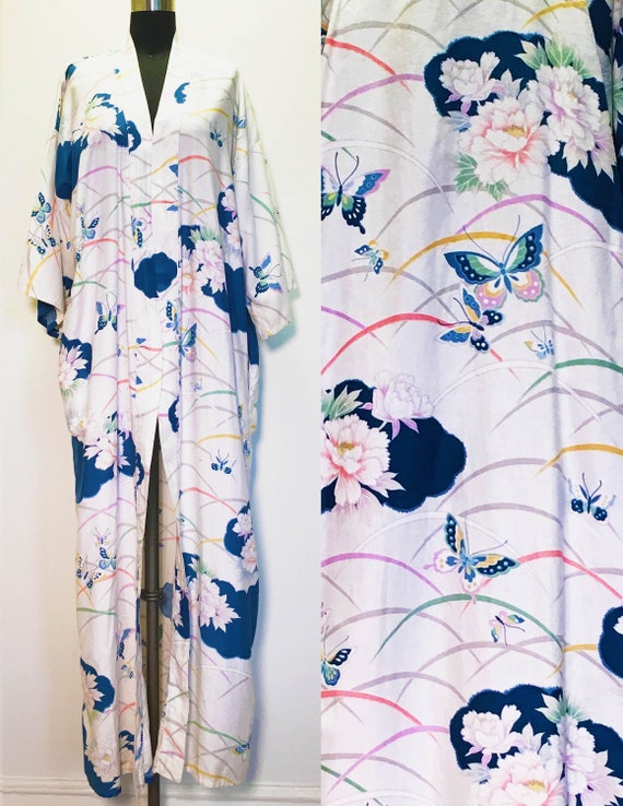 Vintage Butterfly Print Cotton Robe