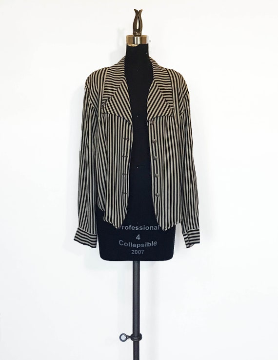 Vintage 90s Soft Striped Blazer Jacket - image 3