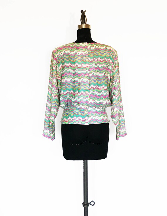 Vintage 80s Striped Blouse - image 4