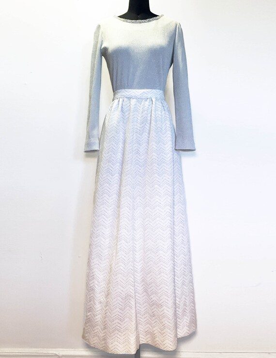 Vintage 60s Metallic Zigzag Maxi Skirt Gem