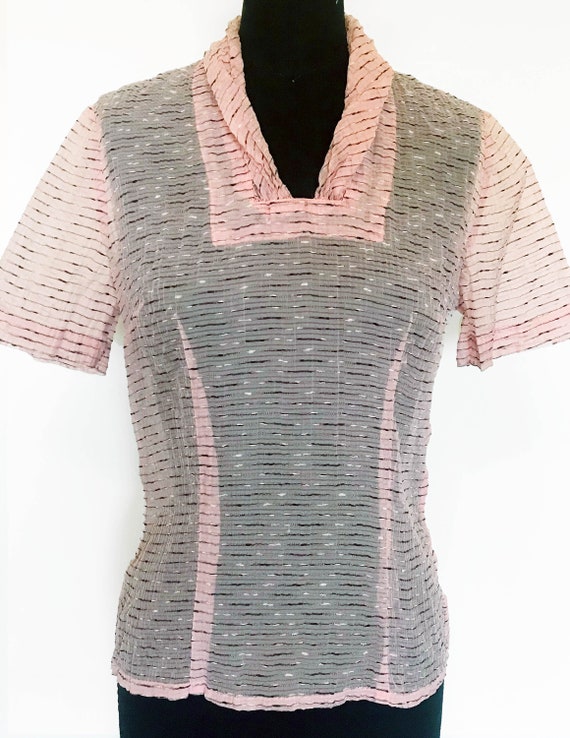 Vintage 50s Pink Organza Blouse - image 3