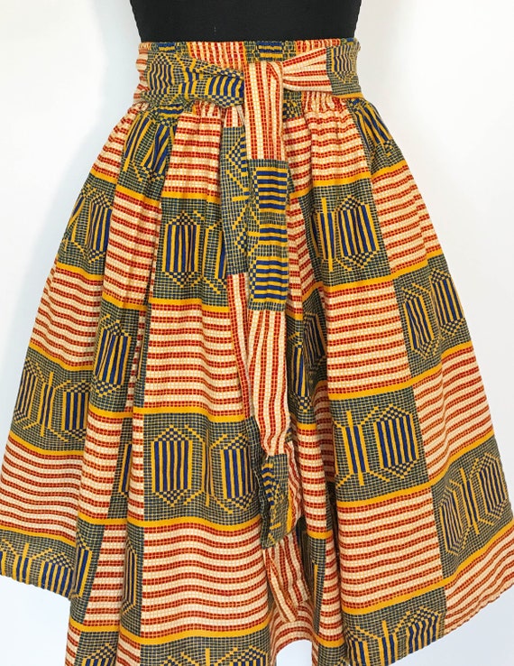 Vintage Geometric Print Full Skirt - image 2