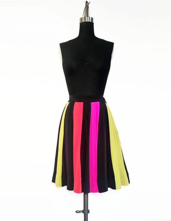 Kate Spade Rainbow Stripe Silk Pleated Skirt - image 3