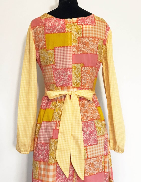Vintage Handmade Patchwork Print Cotton Maxi Dress - image 5