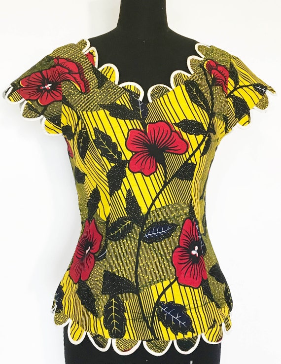 Vintage Hibiscus Cotton Blouse - image 3