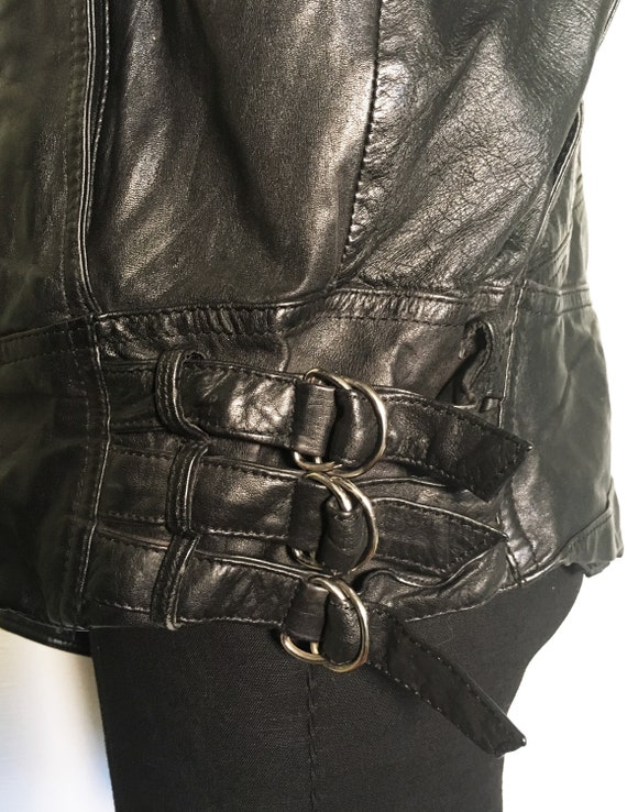 Vintage 80s Black Leather Motorcycle Jacket - image 5