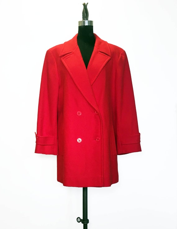 Vintage Bright Red Pendleton Wool Peacoat
