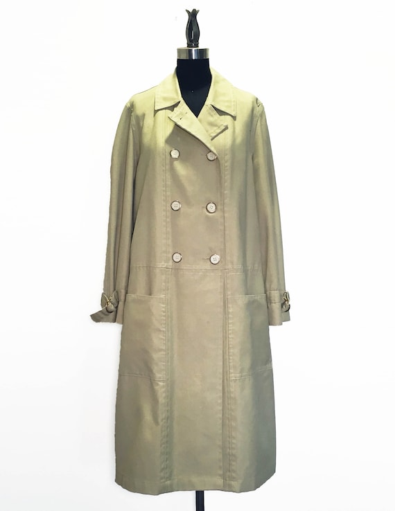 Vintage 60s 70s Spring Green Canvas Coat - image 1