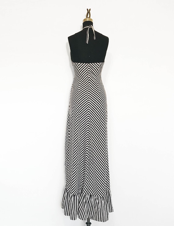 Vintage 70s Striped Halter Maxi Dress - image 5