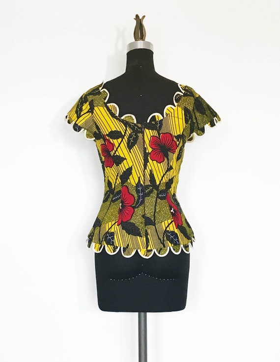 Vintage Hibiscus Cotton Blouse - image 4