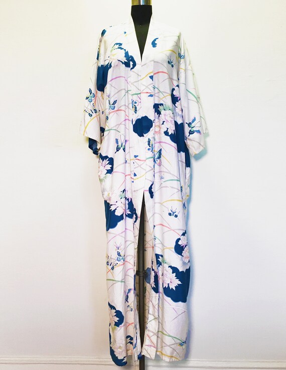 Vintage Butterfly Print Cotton Robe - image 2