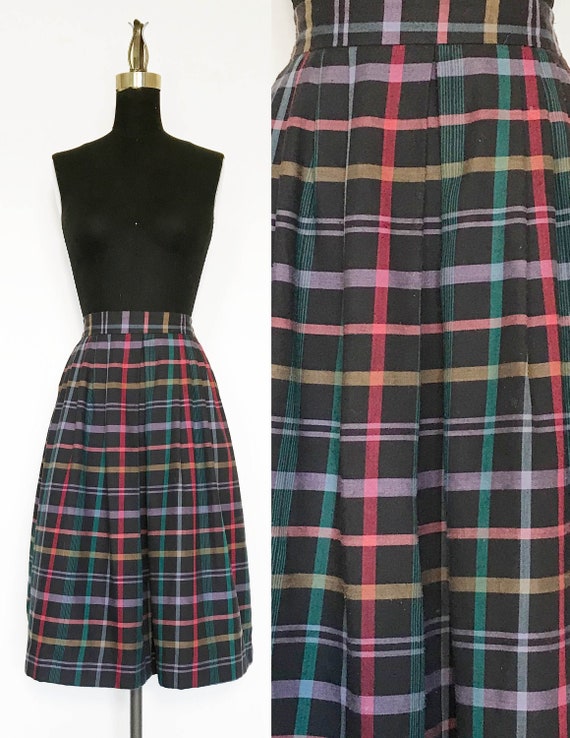 Vintage Plaid Pleated Skirt - image 1