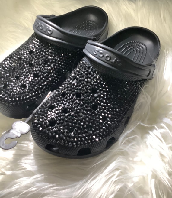 BLACK OUT Blinged Crocs | Etsy