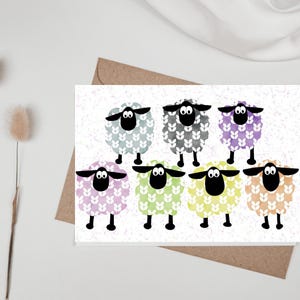Cute Sheep Card, Anniversary Sheep card, Sheep Notecard Card, A6 Blank Card, Flock of Sheep card