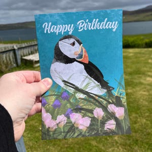 Greetings Card | Blue Bell Puffin - Personalised Birthday Card, Anniversary Card