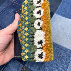 Mustard Teal Sheep Wool Purse, Unique Wallet, Purse Wallet, Quirky Purse, Clutch Purse, Knitted Wallet, Clutch Wallet for Women